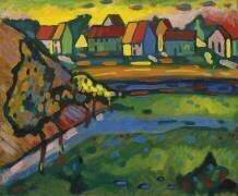 Village bavarois avec champs (Wassily Kandinsky) - Muzeo.com