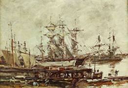 Voiliers dans le port de Bordeaux (Eugène Boudin) - Muzeo.com