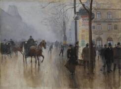 Voitures sur le boulevard des Italiens (Jean Béraud) - Muzeo.com
