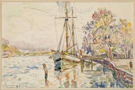 Vue de Bayonne, l'Adour avec un voilier, 9 avril 1924 (Paul Signac) - Muzeo.com