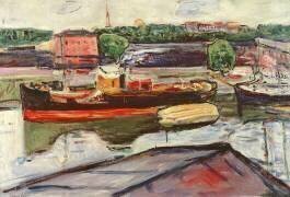 Vue de Lubeck avec un bateau à vapeur (Edvard Munch) - Muzeo.com
