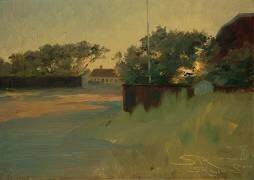 Vue du jardin de Brödnum, coucher de soleil (Peder Severin Kröyer) - Muzeo.com