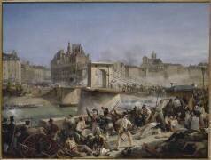 Attaque de l'hôtel de ville de Paris et combat du pont d'Arcole, le 28 juillet 1830 (Amédée Bourgeois) - Muzeo.com
