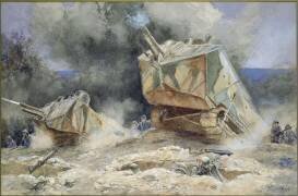 Attaque d'infanterie et de chars lourds Saint-Chamond, Longpont, juillet 1918 (François Flameng) - Muzeo.com
