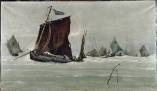 Bateaux de pêche rentrant à Berck (Pas-de-Calais) (Ludovic Lepic) - Muzeo.com