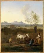 Cheval blanc dans un paysage italien (Karel Dujardin) - Muzeo.com