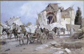 Eglise de Corcy (Oise), juillet 1918 (François Flameng) - Muzeo.com
