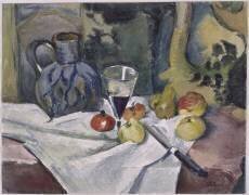 Fruits, cruche bleu et verre de vin (Paul van Ryssel) - Muzeo.com