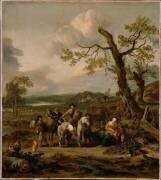 Halte de paysans allant au marché (Johannes Wijnants) - Muzeo.com