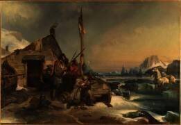 Hivernage d'un équipage de marins hollandais sur la côte orientale de la Nouvelle-Zemble (Eugène Lepoittevin) - Muzeo.com