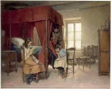 Intérieur berrichon, mère et fille (Léon Delachaux) - Muzeo.com