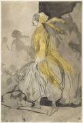 Jeune femme relevant sa jupe et marchant vers la gauche (Constantin Guys) - Muzeo.com