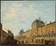 La façade du Louvre vue de la rue Fromenteau (Philibert-Louis Debucourt) - Muzeo.com
