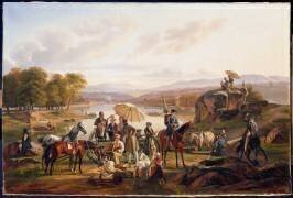 La Halte des artistes lyonnais à l'île Barbe (Antoine Duclaux) - Muzeo.com