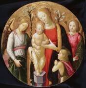 La Vierge et l'Enfant, avec deux anges et le petit saint Jean (Maître de Marradi) - Muzeo.com