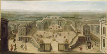 Le Château de Versailles vu depuis la place d'Armes (anonyme) - Muzeo.com