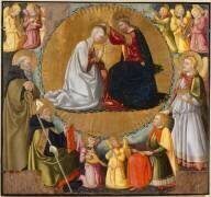 Le Couronnement de la Vierge, avec saint Antoine, saint Augustin, Tobie et l'Ange (Neri di Bicci) - Muzeo.com