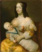 Louis XIV bébé, représenté en maillot dans le bras de sa nourrice Marie de Longuet de la Giraudière (Frères Beaubrun) - Muzeo.com