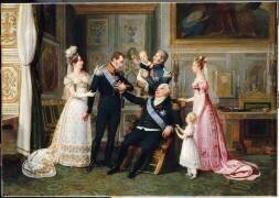 Louis XVIII entouré des membres de la famille royale (Antoine Jean-Baptiste Thomas) - Muzeo.com