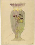 Modèle de vase en cristal en forme de fleur de primevère et à décor de primevères (Emile Gallé) - Muzeo.com