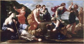 Moïse et les filles de Jethro (Giovanni Francesco Romanelli) - Muzeo.com