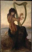 Muse en dalmatique, jouant de la harpe (Ernest Hébert) - Muzeo.com