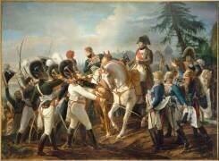 Napoléon Ier harangue les troupes bavaroises et wurtembergeoises à Abensberg, 20 avril 1809 (Jean-Baptiste Debret) - Muzeo.com