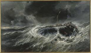 Naufrage du trois-mâts L'Emily en 1823 (Eugène Isabey) - Muzeo.com