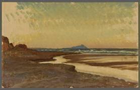 Nettuno, soir sur la plage vers Monte Circeo (Ernest Hébert) - Muzeo.com