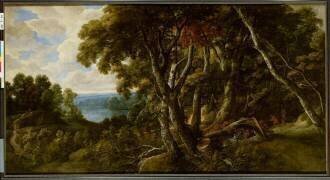 Paysage aux chasseurs (Jacques d'Arthois) - Muzeo.com
