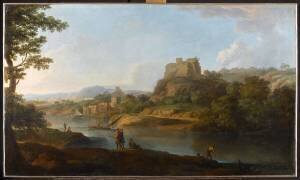 Paysage avec pêcheurs sur une barque (Paolo Anesi) - Muzeo.com