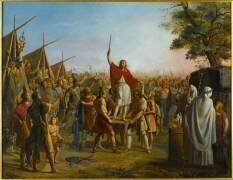 Pharamond proclamé roi après le pillage de la ville de Trèves en 417, est porté sur le pavois (Michel Genod) - Muzeo.com