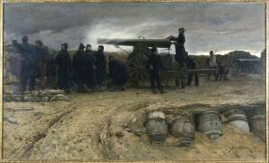 Pièce d'artillerie lourde française, au siège de Paris, 1870-1871 (Etienne Prosper...) - Muzeo.com