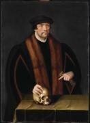 Portrait d'homme avec la main droite posée sur un crâne (Bartholomaeus Bruyn le Jeune) - Muzeo.com