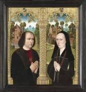 Portraits de Louis de Quarré receveur général en 1482 et Barbe de Cruysinck en donateurs (Maître au Feuillage en...) - Muzeo.com
