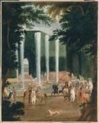 Promenade du Grand Dauphin et de Louis XIV dans les jardins de Versailles (anonyme) - Muzeo.com