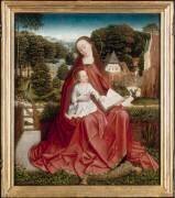 Triptyque de la Vierge à l'Enfant entourée d'anges (Maître au Feuillage en...) - Muzeo.com