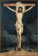 Triptyque. Le Christ et deux figures allégoriques, le Droit écrit et le Droit coutumier (Jules Elie Delaunay) - Muzeo.com