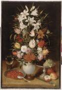 Vase de fleurs, avec coupe de fruits et verre d'eau (Georg Flegel) - Muzeo.com