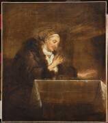 Vieille femme mangeant au coin du feu (Jean-François de Troy) - Muzeo.com