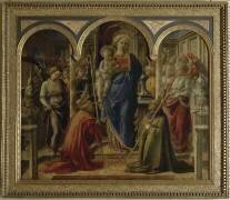 Vierge à l'Enfant entourés d'anges et de saints (Filippo Lippi) - Muzeo.com