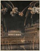 Vue de l'Hôtel de Ville illuminé avec la tribune Impériale construite pour la circonstance (Louis-Pierre Baltard) - Muzeo.com