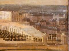 Vue de l'Orangerie, des parterres et du château de Versailles prises des hauteurs de Satory (Etienne Allegrain) - Muzeo.com
