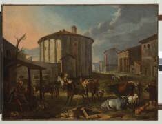 Vue de Rome avec le temple de Vesta (Pieter van Bloemen) - Muzeo.com