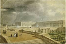 Vue du château de Versailles et de l'Orangerie depuis les Cent Marches sous Louis-Philippe (anonyme) - Muzeo.com