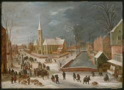 Vue d'un village en hiver ou le Marché (Joos de Momper le Jeune) - Muzeo.com