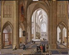 Vue intérieure d'église, inspirée de la cathédrale d'Anvers (Pieter Neefs le Vieux) - Muzeo.com