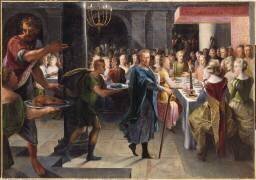 Dicé offrant un banquet à Francus, en présence de Hyante et de Climène (Ronsard, La Franciade) (Toussaint Dubreuil) - Muzeo.com