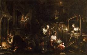 Interieur d'un ménage ou Les fileuses (Jacopo Bassano) - Muzeo.com