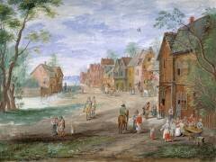 La place de Gouda en hiver (Jan Brueghel l'Ancien) - Muzeo.com
